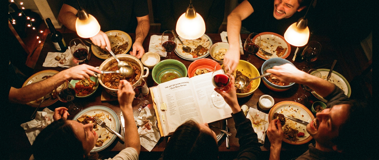 Friends cooking together around a dinner table — Method Cooking